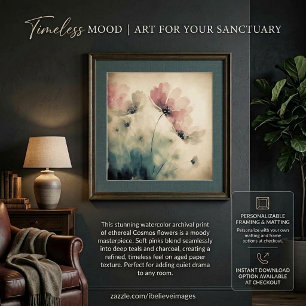 Poster Art floral aquarelle rose