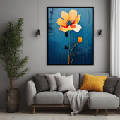 Poster Art floral audacieux avec fleur Abstraite