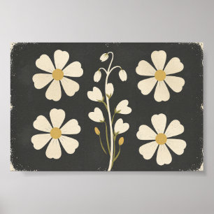 Poster Art floral blanc minimaliste
