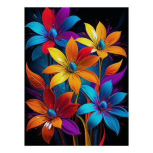 Poster Art floral coloré abstrait vibrant-32908