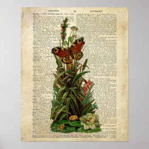Poster Art floral de papillon à la page vintage de