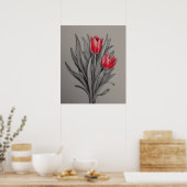 Poster Art Floral des Tulipes Rouges (Cuisine)
