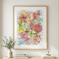 Art floral doodle ombré aquarelle vibrant