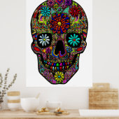 Poster Art floral du crâne peint (Cuisine)