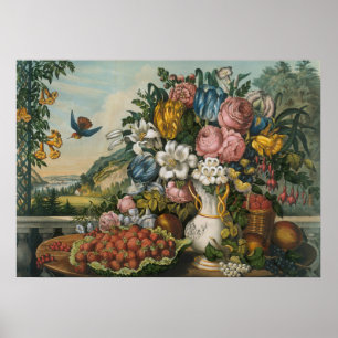 Poster Art floral et fruitier de style victorien vintage