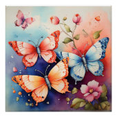 Poster Art floral et papillon Imprimer Chic (Devant)