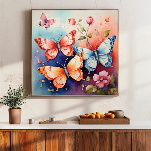 Poster Art floral et papillon Imprimer Chic