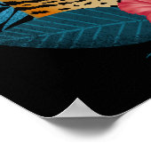 Poster Art Floral Jungle Leopard élégant | bleu marine (Coin)