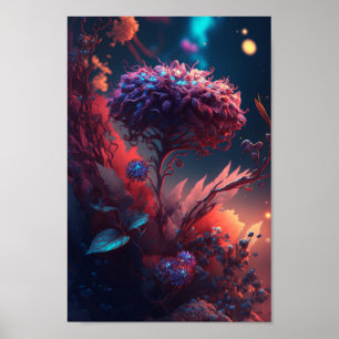 Poster Art floral Neon brillant