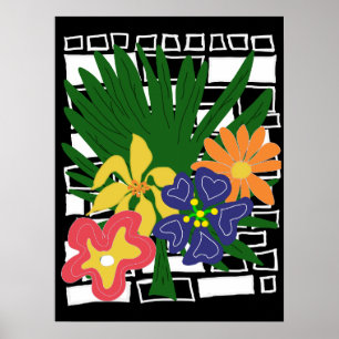 Poster Art floral tropical audacieux