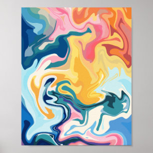Poster Art fluide Abstrait aux couleurs vives