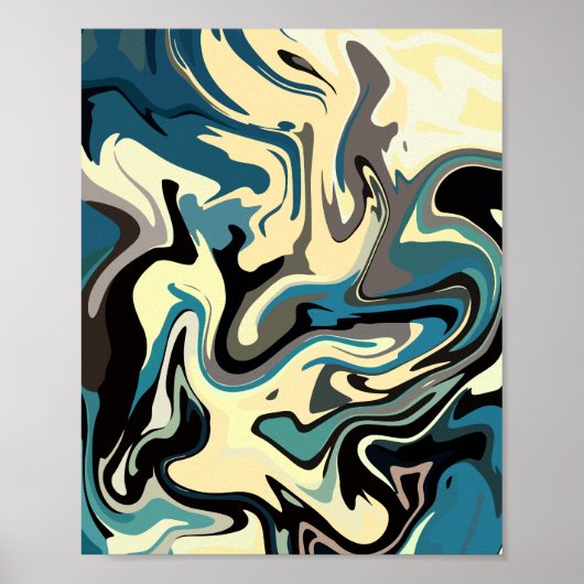 Poster Art fluide Abstrait aux tons terre (Devant)
