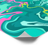 Poster Art fluide abstrait avec du vert, du rose et du ja (Coin)