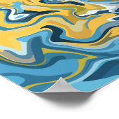 Poster Art fluide Abstrait avec perruques bleues et jaune (Coin)