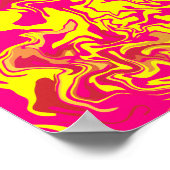 Poster Art fluide Abstrait avec perruques jaunes et roses (Coin)