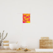 Poster Art fluide Abstrait avec perruques jaunes et roses (Cuisine)
