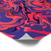 Poster Art fluide Abstrait avec rouge et bleu profond (Coin)