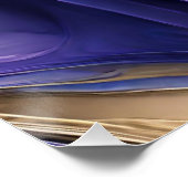 Poster Art fluide abstrait moderne - Bleu Violet et Or - (Coin)