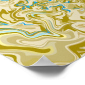 Poster Art fluide abstrait moutarde et bleu (Coin)