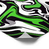 Poster Art fluide abstrait vert, noir et blanc (Coin)
