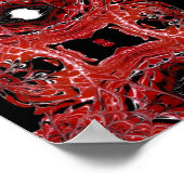 Poster Art fluide acrylique abstrait rouge labyrinthique (Coin)