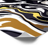 Poster Art fluide avec des perles d'or, de noir et blanc (Coin)