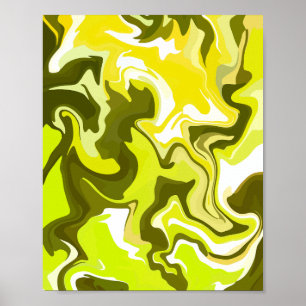 Poster Art fluide avec des perruques vertes et jaunes vib