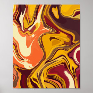 Poster Art fluide couleur chaude Abstraite