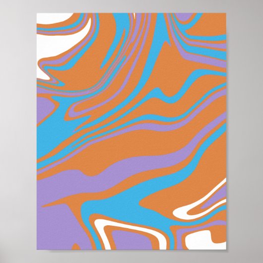 Poster Art fluide orange, violet, bleu et blanc tourbillo (Devant)