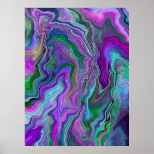 Poster Art fluide violet et bleu