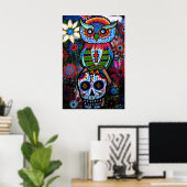 POSTER ART FOLK JOUR OWL DE LA PEINTURE MORTE (Bureau à domicile)