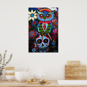 POSTER ART FOLK JOUR OWL DE LA PEINTURE MORTE (Cuisine)