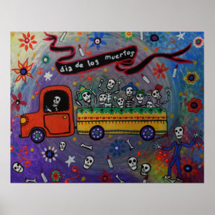 POSTER ART FOLK MEXICAN FIESTA PEINTURE