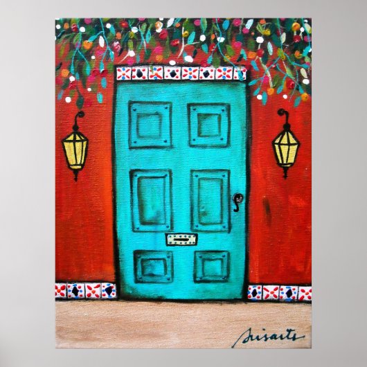 POSTER ART FOLK PEINTURE DE PORTE MEXICAINE (Devant)