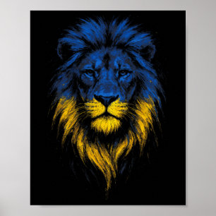 Poster Art Force de Lion Drapeau Ukrainien Ukraine 