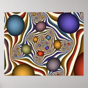 Poster Art fractal abstrait moderne et coloré qui s'envol