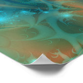 POSTER ART FRACTAL ABSTRAIT ORANGE BLEU (Coin)