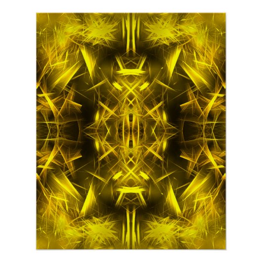 Poster Art fractal de plasma électrique doré (Devant)