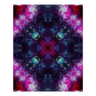 Poster Art fractal d'énergie violet cosmique