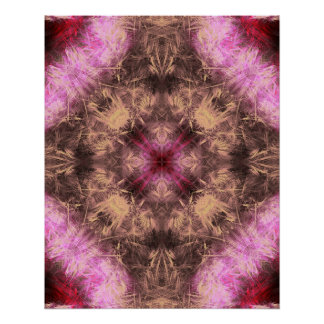 Poster Art fractal kaléidoscope énergie or rose