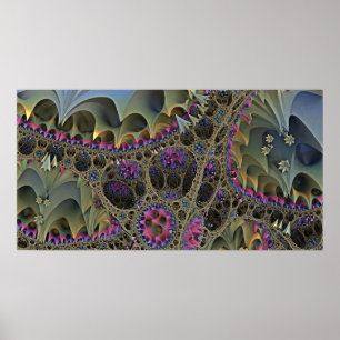 Poster ART fractal MONDE FLORAL