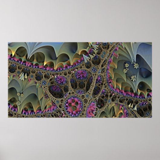 Poster ART fractal MONDE FLORAL (Devant)
