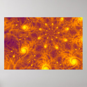 POSTER ART FRACTAL ORANGE DORÉ – SPIRALE PSYCHÉDÉLIQUE
