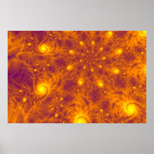 POSTER ART FRACTAL ORANGE DORÉ – SPIRALE PSYCHÉDÉLIQUE (Devant)