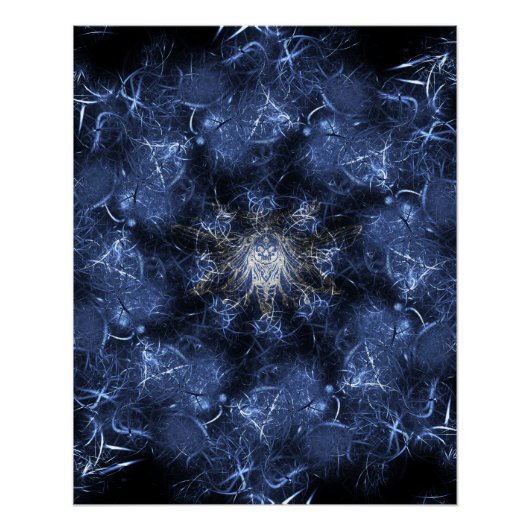 Poster Art fractal plasma bleu électrique (Devant)