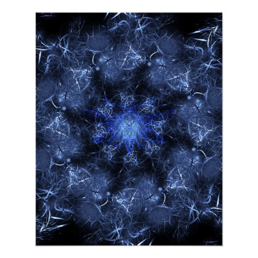 Poster Art fractal plasma bleu électrique (Devant)