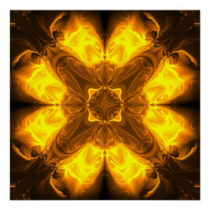 Poster Art fractal solaire d'or fondu