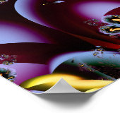 Poster Art fractal spirale psychédélique d'automne doré (Coin)