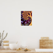Poster Art fractal spirale psychédélique d'automne doré (Cuisine)