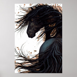 Poster Art frison d'affiche de cheval majestueux par